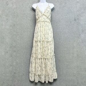 Altar'd State Babydoll Maxi Dress Size S Ivory Floral Cottagecore Coquette Prom